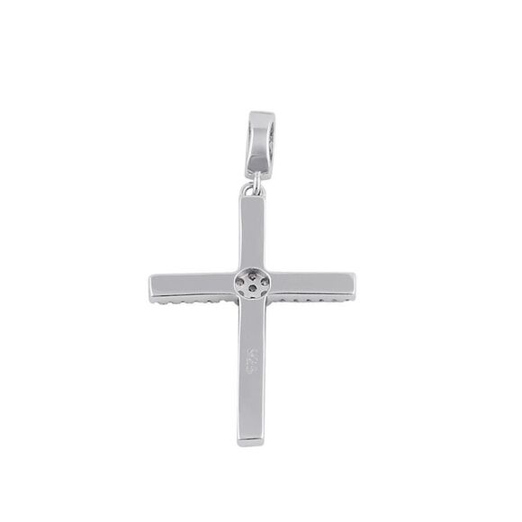 Sterling Silver Clear CZ Cross Necklace Pendant New - Picture 4 of 4